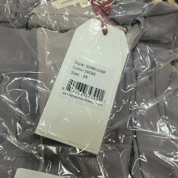 STANDARD PRACTICES Robin Short Sleeve V-Neck Maxi Dress SmokE Grey Mauve SIZE 3X - Picture 3 of 3